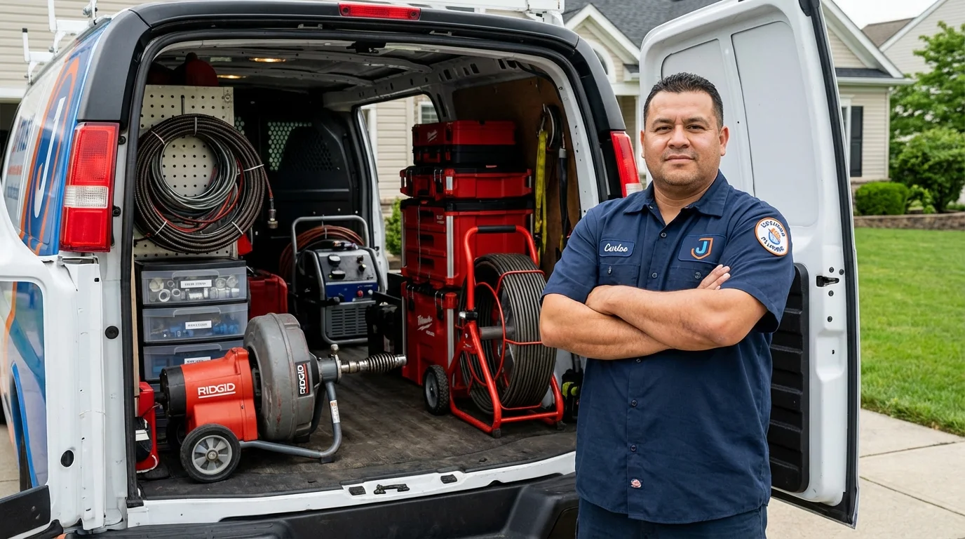 Professional drain cleaning equipment and Johns Plumbing LLC plumber in Healy